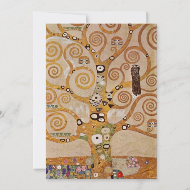 Invitación Árbol de vida de Gustav Klimt, Art Nouveau estiliz (Anverso)