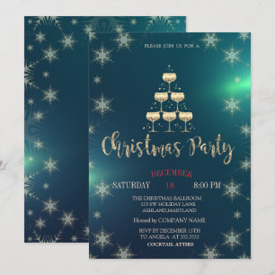 Invitación Árbol de vidrio de champán, Fiesta de empresa verd