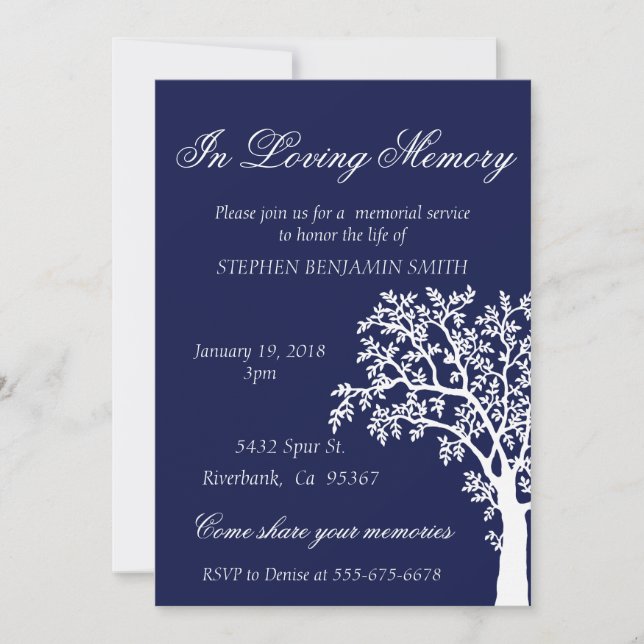Invitación Árbol del Servicio Memorial (Anverso)