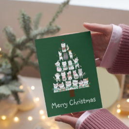 Invitación Árbol divertido de gato de navidades