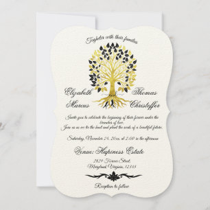 Invitación Árbol dorado de la vida eterno sofisticado elegant