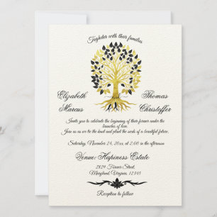 Invitación Árbol dorado de vida Boda sofisticado y atemporal