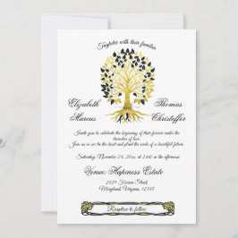 Invitación Árbol dorado de vida Boda sofisticado y atemporal