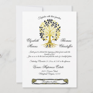 Invitación Árbol dorado de vida Boda sofisticado y atemporal