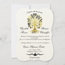 Invitación Árbol dorado de vida Boda sofisticado y atemporal