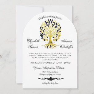 Invitación Árbol dorado de vida Boda sofisticado y atemporal