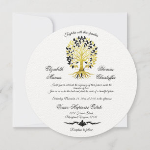 Invitación Árbol dorado de vida Boda sofisticado y atemporal