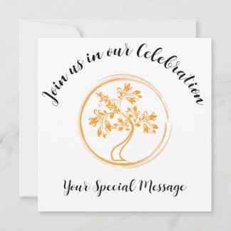 Invitación Árbol dorado de vida Fiesta final del tratamiento