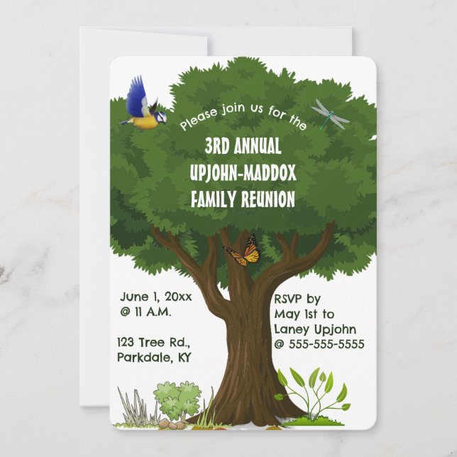 Invitación Árbol editable y fiesta de reunión familiar de la  (Anverso)