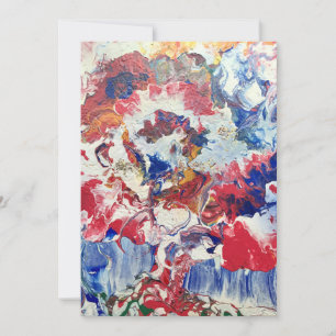 Invitación Árbol en flor azul rojo abstracto