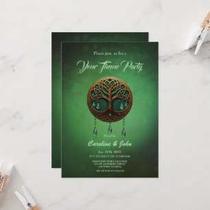 Invitación Árbol estilizado de vida en un elegante,