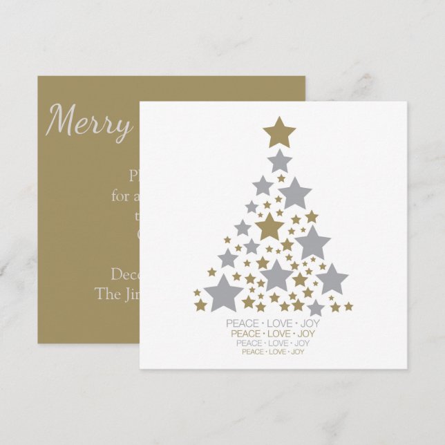 Invitación Árbol estrella elegante (Anverso / Reverso)