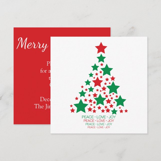 Invitación Árbol estrella elegante (Anverso / Reverso)