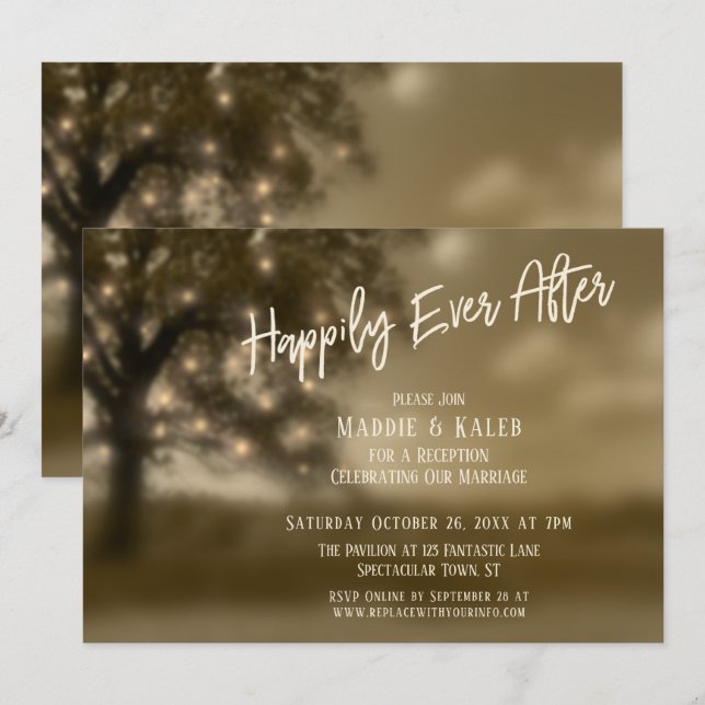 Invitación Árbol etéreo, Las Luces Se Encenden Afortunadament (Anverso / Reverso)