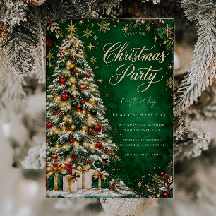 Invitación Árbol festivo verde Fiesta de Navidad corporativa