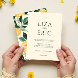 Invitación Árbol floral de flores de limón Boda amarillo eleg