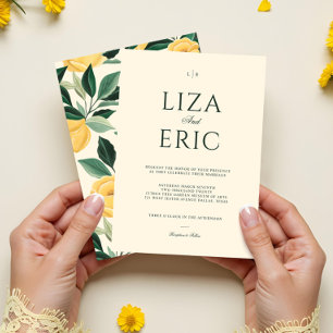 Invitación Árbol floral de flores de limón Boda amarillo eleg