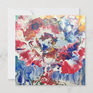 Invitación Árbol floreciente abstracto rojo blanco azul amari