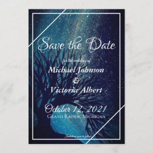 Invitación Árbol galaxy de noche estrellada Guarde el Boda de