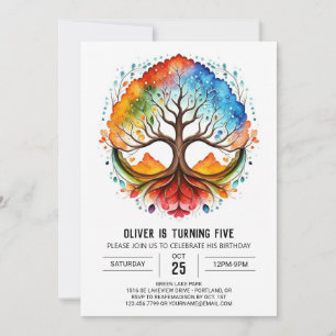 Invitación Árbol imprimible lindo de cumpleaños