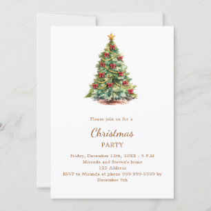 Invitación Árbol lazos rojos Fiesta de Navidad