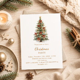 Invitación Árbol lazos rojos Fiesta de Navidad
