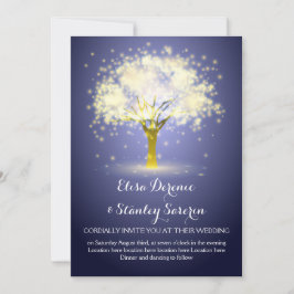 Invitación Árbol mágico, luces brillantes boda azul