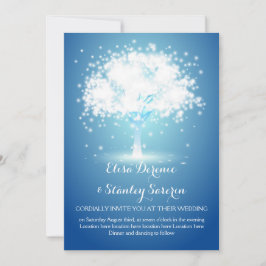 Invitación Árbol mágico, luces brillantes boda azul