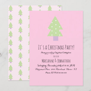 Invitación Árbol pastel rosa de fiesta de Navidad