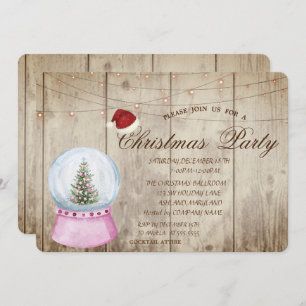 Invitación Árbol Pino,Globe,Luces de cadena,Textura de madera