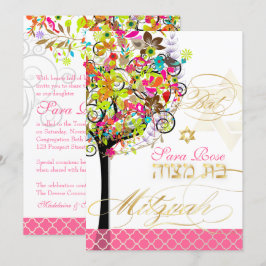 Invitación Árbol PixDezines de flores de vida/primavera/Mitzv