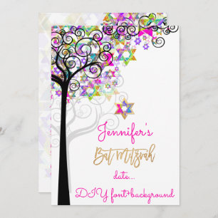Invitación ÁRBOL PixDezines DE MITZVAH/NEON PINK