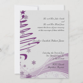 Invitación Árbol púrpura y copos de nieve que casan la