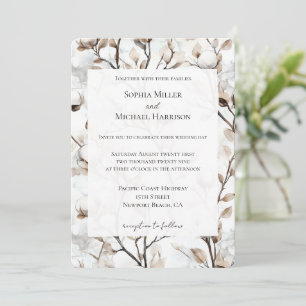 Invitación Árbol Romántico y Hermoso de Flores Blancas para B