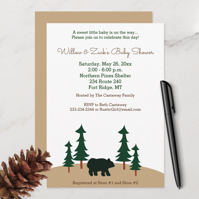 Invitación Árbol Rústico De Oso De Baby Shower (Subido por el creador)