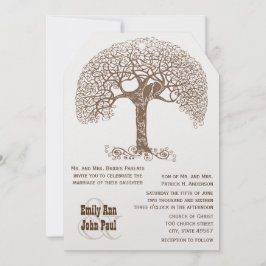 Invitación Árbol Rústico de Swirl Marrón Amor Boda de Woodlan