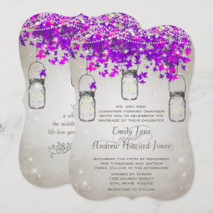 Invitación Árbol Rústico Romántico Mason Jar Radiant Purple
