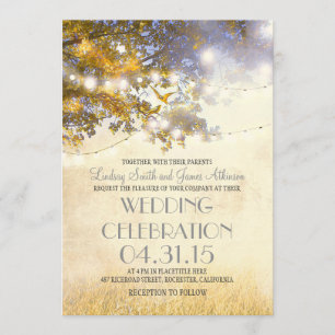 Invitación árbol rústico y pájaros de amor boda