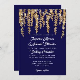 Invitación Árbol silvestre con luces Twinkle modernas deja or