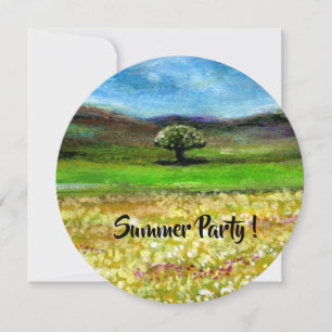 INVITACIÓN ÁRBOL SOLITARIO EN CAMPO DE FLORES AMARILLAS FIEST