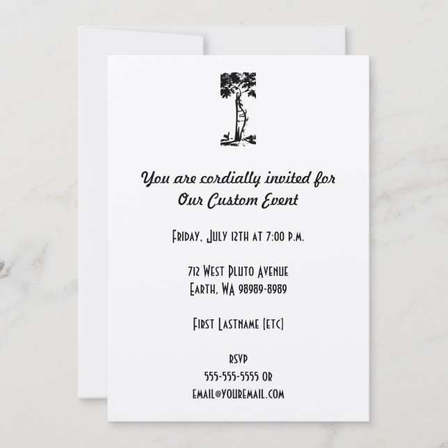 Invitación Árbol travieso ortopedo (Anverso)