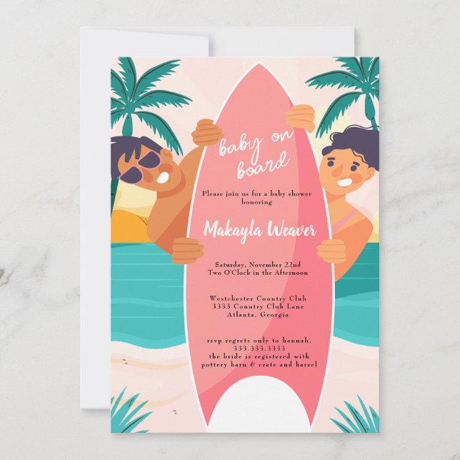 Invitación Árbol tropical de palmera Baby Shower Inv (Anverso)