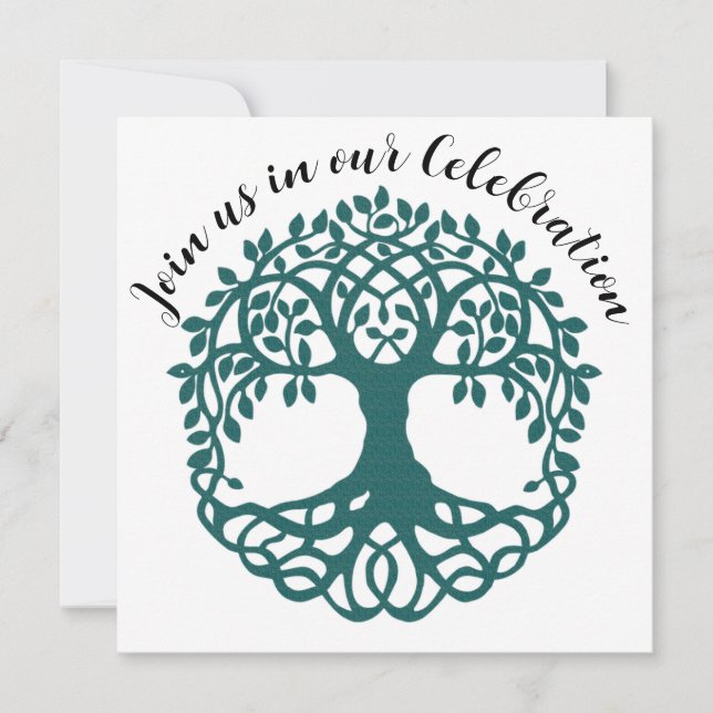 Invitación Árbol verde del final de vida del tratamiento del  (Anverso)