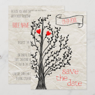 Invitación Árbol y corazones