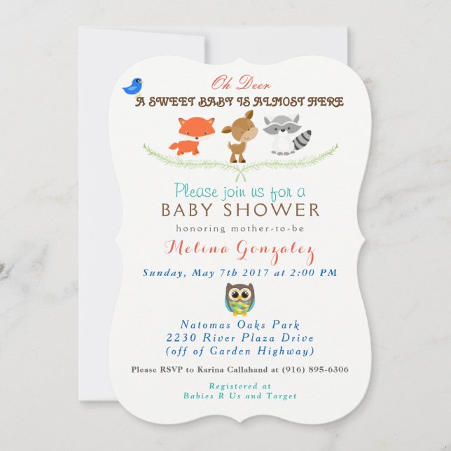 Invitación Arbolado Baby Shower (Anverso)