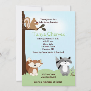 Invitación Arbolado encantado Baby Shower 5x7 de los animales