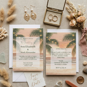 Invitación Arboleda de olivos de ensueño en la playa con esté
