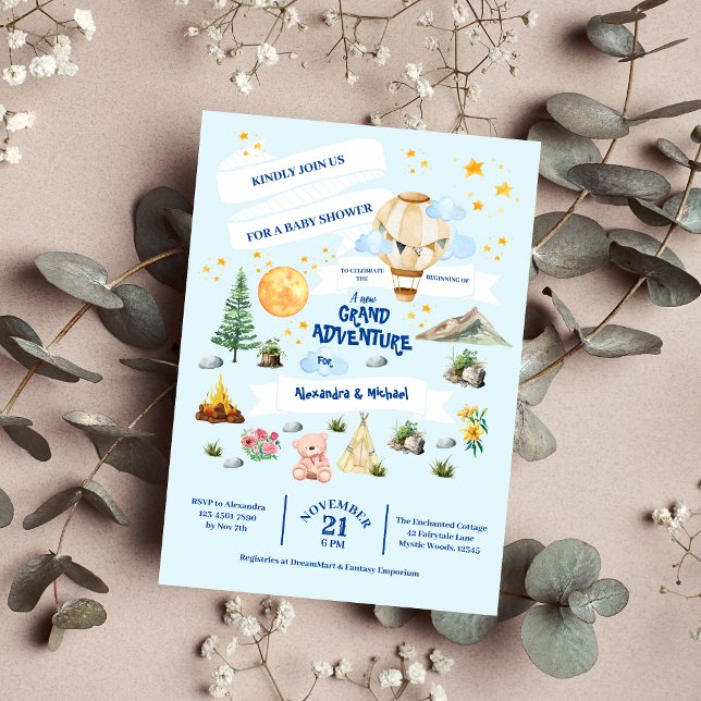 Invitación Árboles acuáticos de Baby Shower de aventura (Subido por el creador)