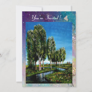 Invitación ÁRBOLES BIRCH EN TOSCANA, destellos azul verdoso