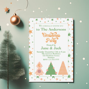 Invitación Árboles caprichosos Pastel BOHO Navidades Fiesta